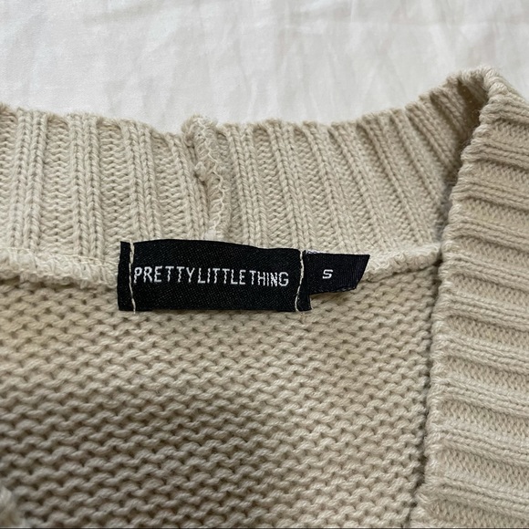 Oatmeal Beige PLT Cropped Cardigan - Picture 3 of 3